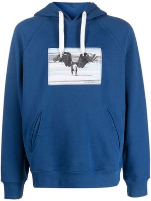 Emporio Armani cotton graphic-print hoodie - Blue