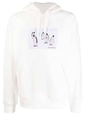 Emporio Armani cotton graphic-print hoodie - White