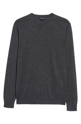 Emporio Armani Crewneck Wool & Lyocell Sweater in Solid Dark Grey