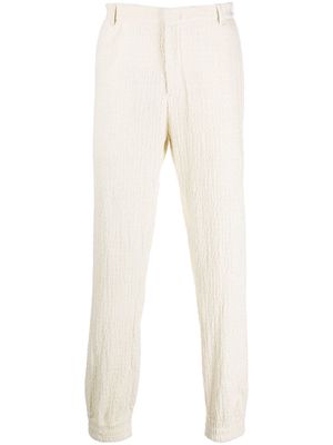 Emporio Armani crinkle-effect straight-leg trousers - White