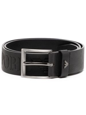 Emporio Armani debossed-logo leather belt - Black