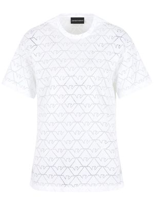 Emporio Armani devoré cotton-blend T-shirt - White