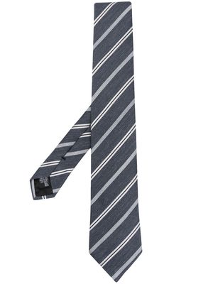Emporio Armani diagonal-stripe silk tie - Grey