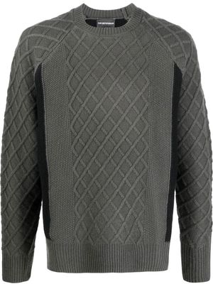 Emporio Armani diamond-knit virgin wool jumper - Green