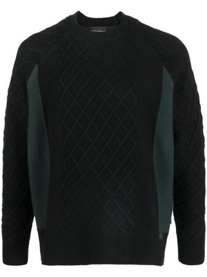 Emporio Armani diamond-knit wool jumper - Black