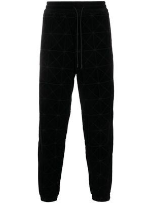 Emporio Armani diamond-pattern velvet track pants - Black