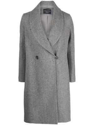 Emporio Armani double-breasted herringbone-pattern coat - Grey