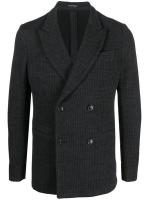 Emporio Armani double-breasted knit blazer - Grey