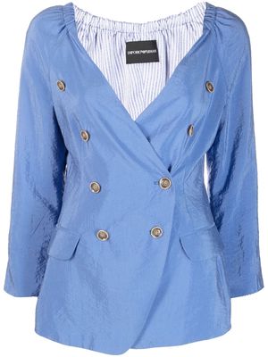 Emporio Armani double-breasted silk jacket - Blue