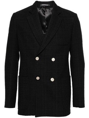 Emporio Armani double-breasted tweed blazer - Black