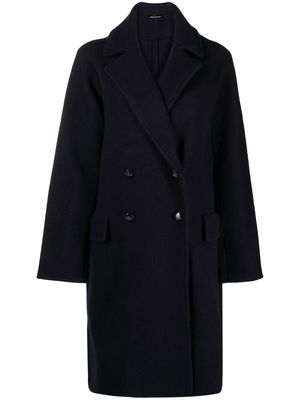 Emporio Armani double-breasted virgin wool-blend coat - Blue
