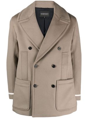 Emporio Armani double-breasted virgin wool coat - Neutrals