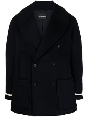 Emporio Armani double-breasted wool coat - Blue