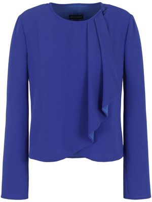 Emporio Armani draped long-sleeve blouse - Blue