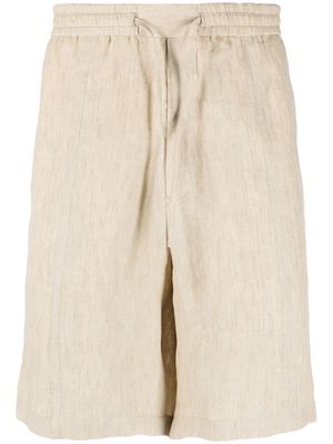 Emporio Armani drawstring linen shorts - Neutrals
