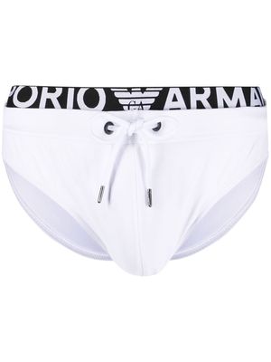 Emporio Armani drawstring logo-waistband briefs - White