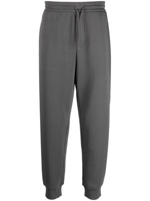 Emporio Armani drawstring tapered cotton track pants - Grey