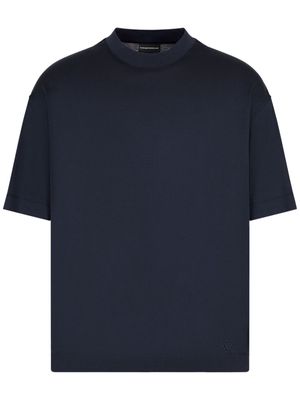 Emporio Armani drop-shoulder fine-knit T-shirt - Blue