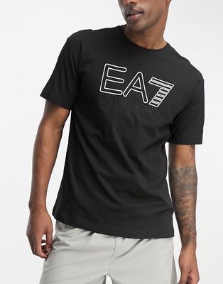 Emporio Armani EA7 embroidered logo t-shirt in black