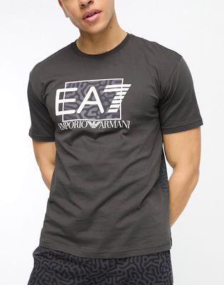 Emporio Armani EA7 logo print t-shirt in gray
