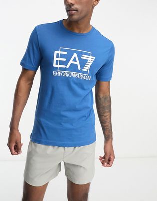 Emporio Armani EA7 visibility large logo t-shirt in blue
