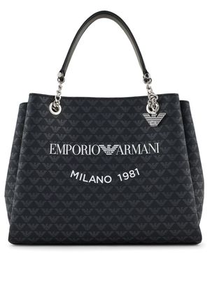 Emporio Armani eagle and Milano 1981 logo print tote bag - Black
