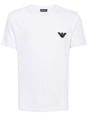 Emporio Armani Eagle-appliqué cotton T-shirt - White