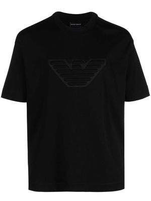 Emporio Armani embossed-logo cotton T-shirt - Black