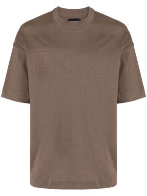 Emporio Armani embossed-logo cotton T-shirt - Brown