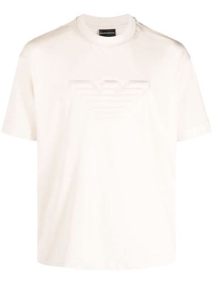 Emporio Armani embossed-logo cotton T-shirt - Neutrals