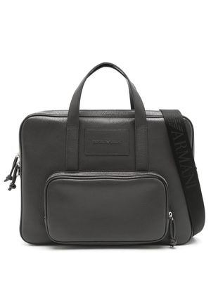 Emporio Armani embossed-logo laptop bag - Grey