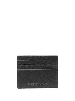 Emporio Armani embossed-logo leather cardholder - Grey
