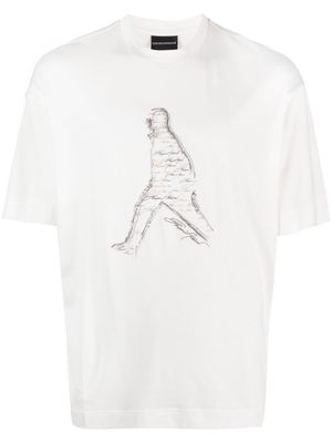 Emporio Armani embroidered-graphic cotton T-shirt - White