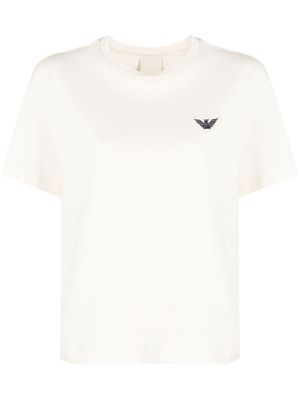 Emporio Armani embroidered-logo cotton T-shirt - Neutrals