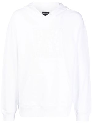 Emporio Armani embroidered-logo hoodie - White