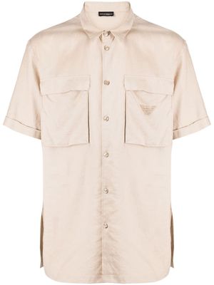 Emporio Armani embroidered-logo short-sleeve shirt - Brown