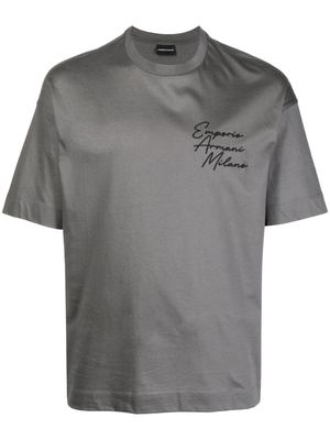 Emporio Armani embroidered-logo short-sleeve T-shirt - Grey