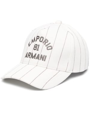 Emporio Armani embroidered-logo striped baseball cap - White
