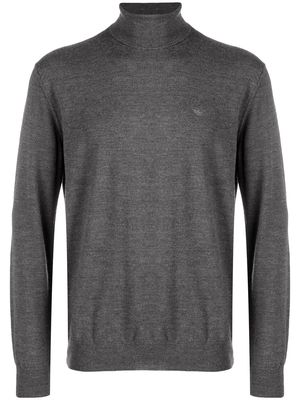 Emporio Armani embroidered logo turtleneck sweater - Grey
