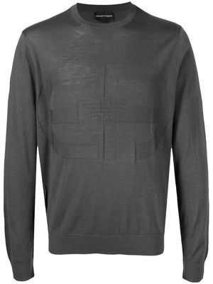 Emporio Armani embroidered-logo wool sweater - Grey