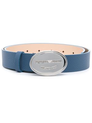 Emporio Armani engraved-logo buckle belt - Blue
