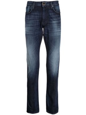 Emporio Armani faded-effect straight-leg denim trousers - Blue