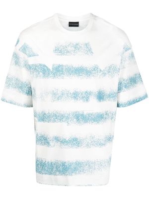 Emporio Armani faded-stripe short-sleeve T-shirt - Blue