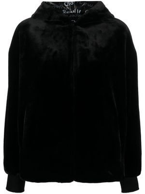 Emporio Armani faux-fur reversible hooded jacket - Black