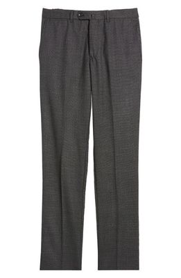 Emporio Armani Flat Front Wool Trousers in Solid Dark Grey