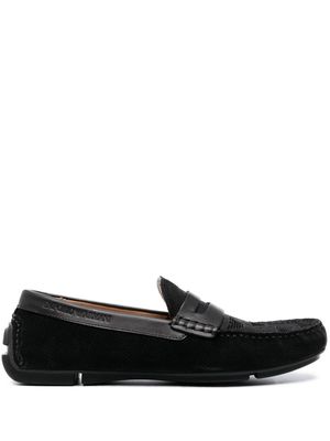 Emporio Armani flocked-logo driving loafers - Black