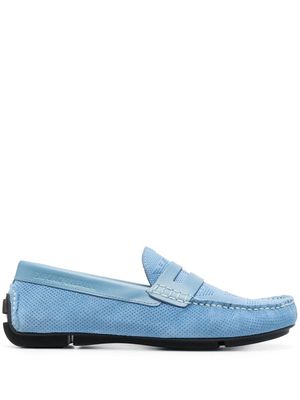 Emporio Armani flocked-logo driving loafers - Blue