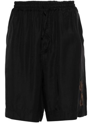 Emporio Armani floral-embroidered bermuda shorts - Black