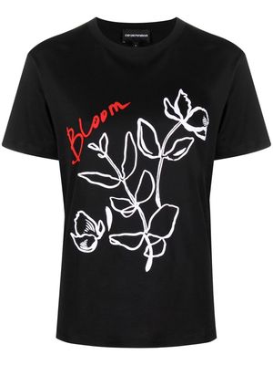 Emporio Armani floral-print short-sleeve T-shirt - Black