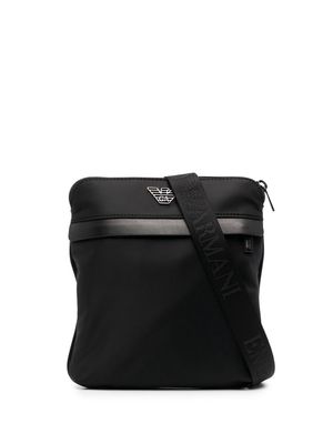 Emporio Armani front logo-plaque shoulder bag - Black